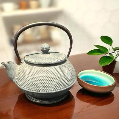 Japanese cast iron teapot with trivet and small bowl