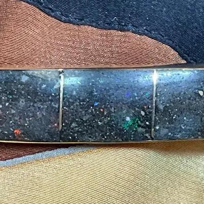 Black opal bracelet set in 14k gold