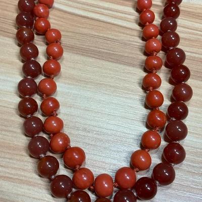 Carnelian and red jasper bead strands