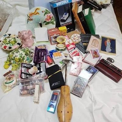 Vintage Sewing Supplies, Shoe Stretcher, Playing Cards, & Many Other Items Pictured!