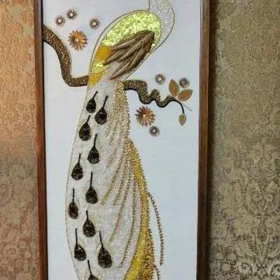 Mid Century Peacock Bird Wall Hanging