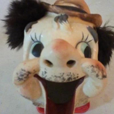 Vintage Japan Wales Hobo Ashtray Novelty Figure Fuzzy Hair