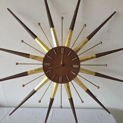 Mid-Century Modern MCM starburst 28" wall clock.