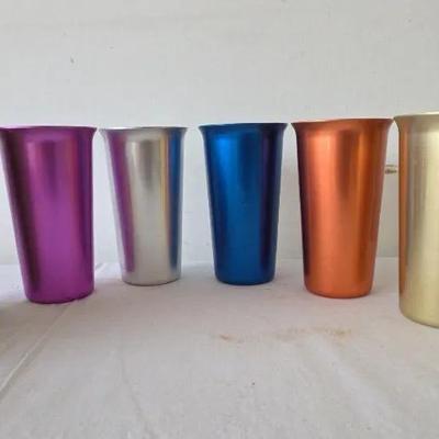 Vintage Anodized Aluminum Tumblers Set Of 8