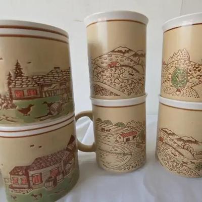 COUNTRY SIDE FARM Ceramic Coffee Mugs - set of 6