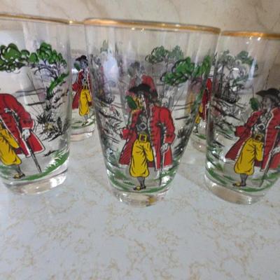 vintage Libbey "Treasure Island" drinking glass Set Of 7