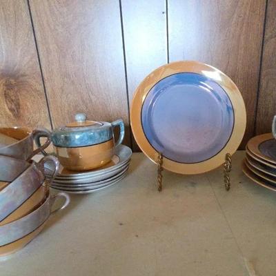 vintage Art Deco Japanese Lusterware plate Set Of 6