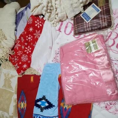 Chenille Blankets, Throws, Blanket With Satin Trim - 13 Total