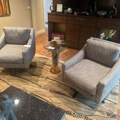 2 Modern Walter E. Smithe Swivel Chairs, Smithekote (Grey) LIKE NEW