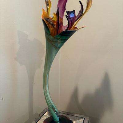 Floral Art Glass Sculpture By Barry Entner, 2004