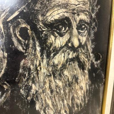 Mixed Media Collage Portrait of Old Man by Abraham Rattner