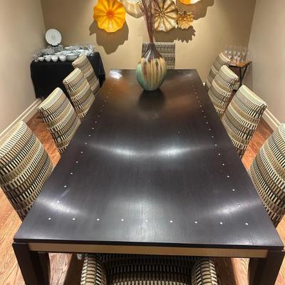 Extremely High End, High Design Imported Dining Table w/10 Custom Chairs.-Stunning Table 10' Long, 4' W
