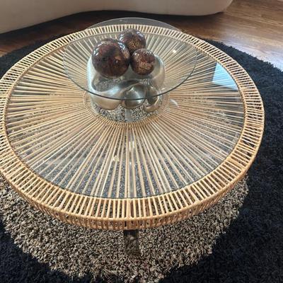 Split Rattan Coffee Table with Chrome Aluminum Base