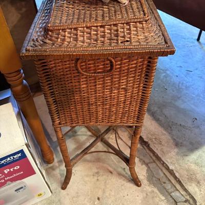 antique wicker sewing basket $125