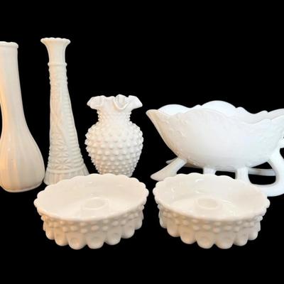Westmore Sleigh, Ruffled Hobnob Vase and More Milk Glass