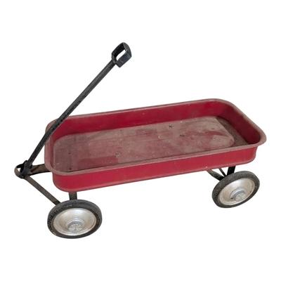 Vintage Red Metal Wagon