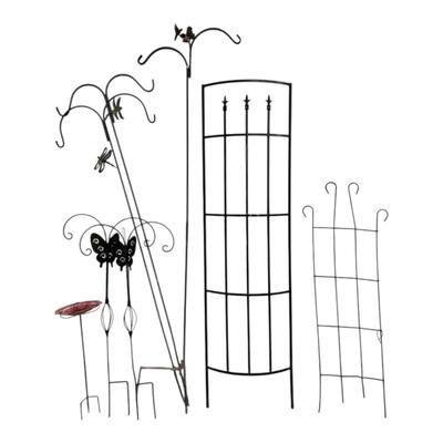 6+ ft Shepard Hooks, Garden Trellises And Bird Bath