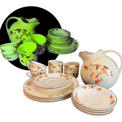 Hall’s Superior Autumn Leaf Tea Set & Dinnerware - Uranium Glaze!