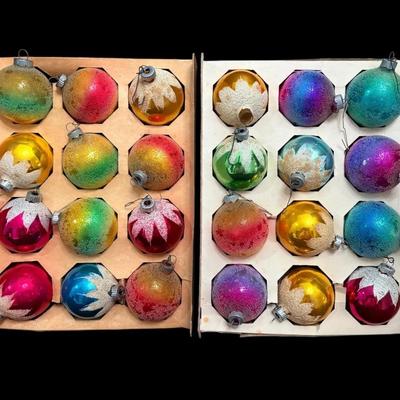 Vintage Frosted Shiny Brite Christmas Ornaments 