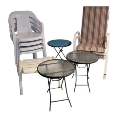 Lawn Chairs, Side Tables And Foot Rest