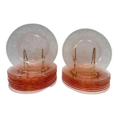 Dogwood and Thustle Pink Depression Glass Plates