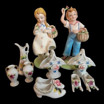 Floral Porcelain Trinket Figures Made in Japan