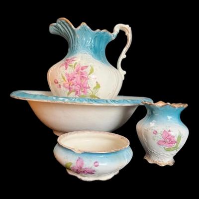 Blue Porcelain Water Pitcher, Bowl, and More