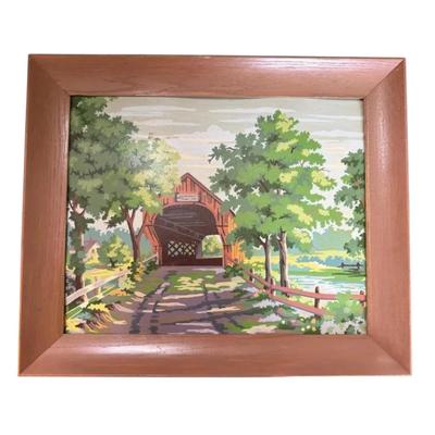 Framed Paint By Numbers Covered Bridge