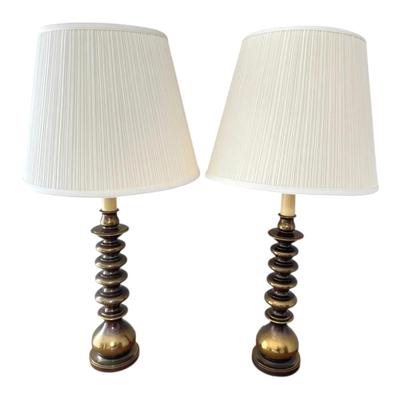 Two Tall Matching Metal Lamps