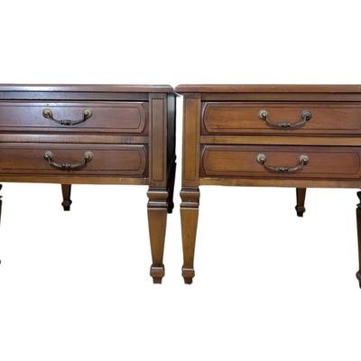 Hammary Wood Side Tables With Marble Top 