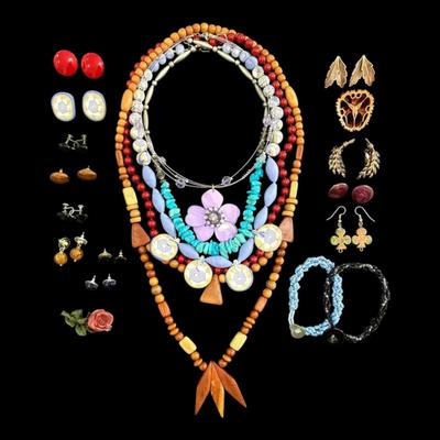 Chunky Wood, Clay, & Stone Necklaces, Earrings, & Bracelets