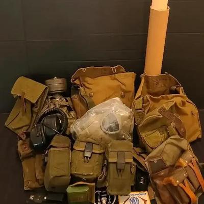 Military Gear Collection Featuring Canvas Bags, Pouches & Equipment