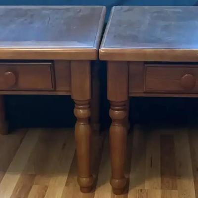 Pair of Solid Wood Side Tables with Drawers – Made in Thailand