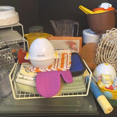 Large Variety of Kitchen Gadgets, Towels & Cutting Boards