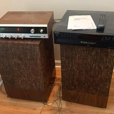 Vintage Lafayette Receiver with Sony CD Changer and Large Floor Speakers