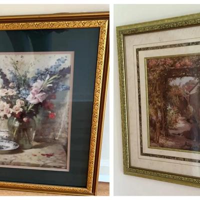 Two Framed Prints in Gold Finish Frames
