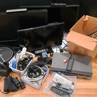Electronics Collection Featuring TVs, Turntable & VHS Player – RCA & Sharp