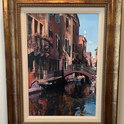 Framed Wall Art “Venetian Bridge” by Martin Roberts (COA Included)