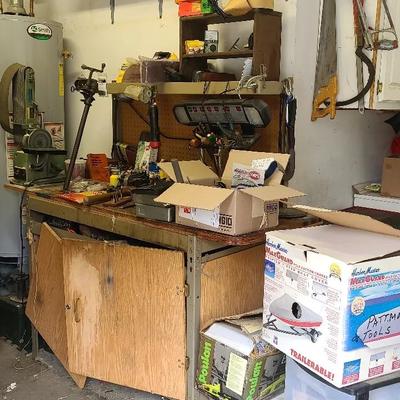 Workshop Bench With Tools and Supplies