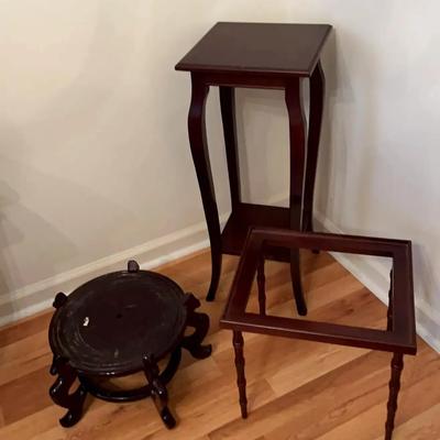 Set of Three Wooden Plant Stands