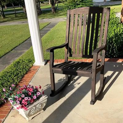 Wooden Rocking Chair with Concrete Planter