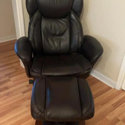 Leather-Like Swivel Chair with Ottoman by LF Products