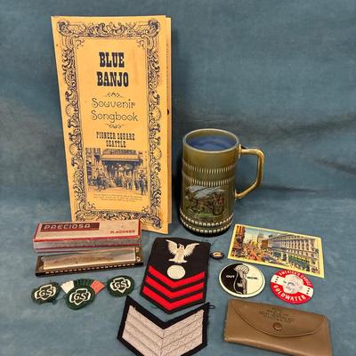 Vintage Patches, Songbook, Harmonica And More