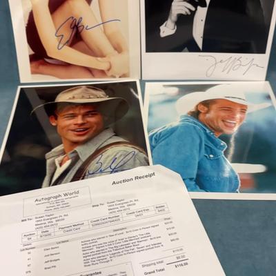 Brad Pitt, Jeff Bridges And Ellen Barkin Signed Photographs