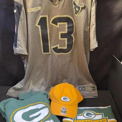 Houston Texans Cooks Jersey And Packers Sweatshirt And Hat
