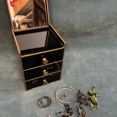 10K Pink Topaz Pendant & Earrings And Otagiri Jewelry Box