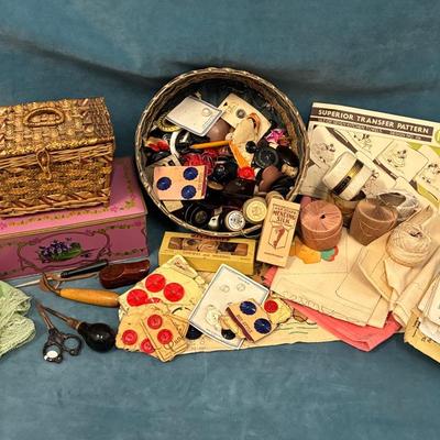 Vintage Embroidery Transfers And Sewing Notions 