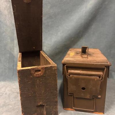 Wood And Metal Ammo Boxes