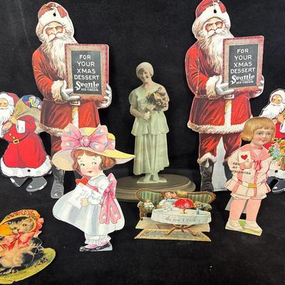 Vintage Christmas Santa Advertising Pinwheel, Advertising Paper Ornaments, Holiday Cards and More