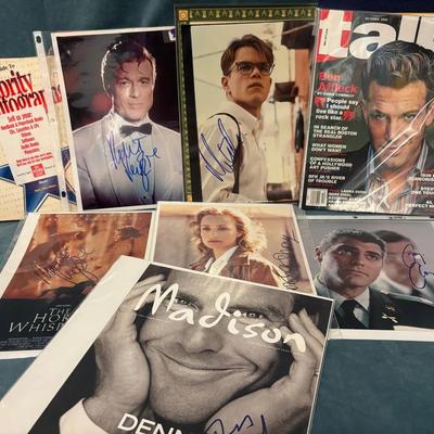 Hunks Of Hollywood Autographed Photographs, Redford, Clooney, Quaid, Affleck And Matt Damon